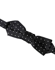 Dolce & Gabbana Black Silk Polka Dot Adjustable Neck Men Papillon Bow Tie - Neckties