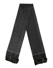 Dolce & Gabbana Black Silk Polka Dot Crown Foulard 140cm X 16.5cm Scarf