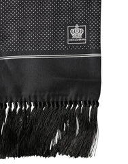 Dolce & Gabbana Black Silk Polka Dot Crown Foulard 140cm X 16.5cm Scarf