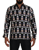 Dolce & Gabbana Black Silk Printed Collared Men Casual Shirt - IT37 | XS - Shirts