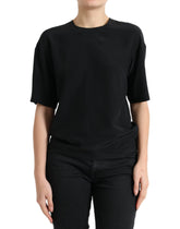 Dolce & Gabbana Black Silk Round Neck Short Sleeve Blouse Top - IT40|S - Blouses