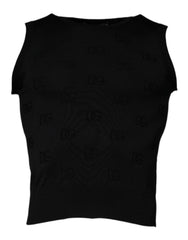 Dolce & Gabbana Black Silk Round Neck Sleeveless T-shirt - ÌT40| XXS - Tank Tops