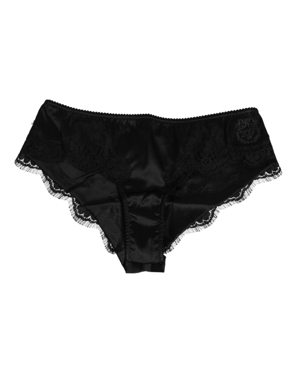 Dolce & Gabbana Black Silk Satin Floral Lace Panty Brief Underwear - IT2 | S - Briefs