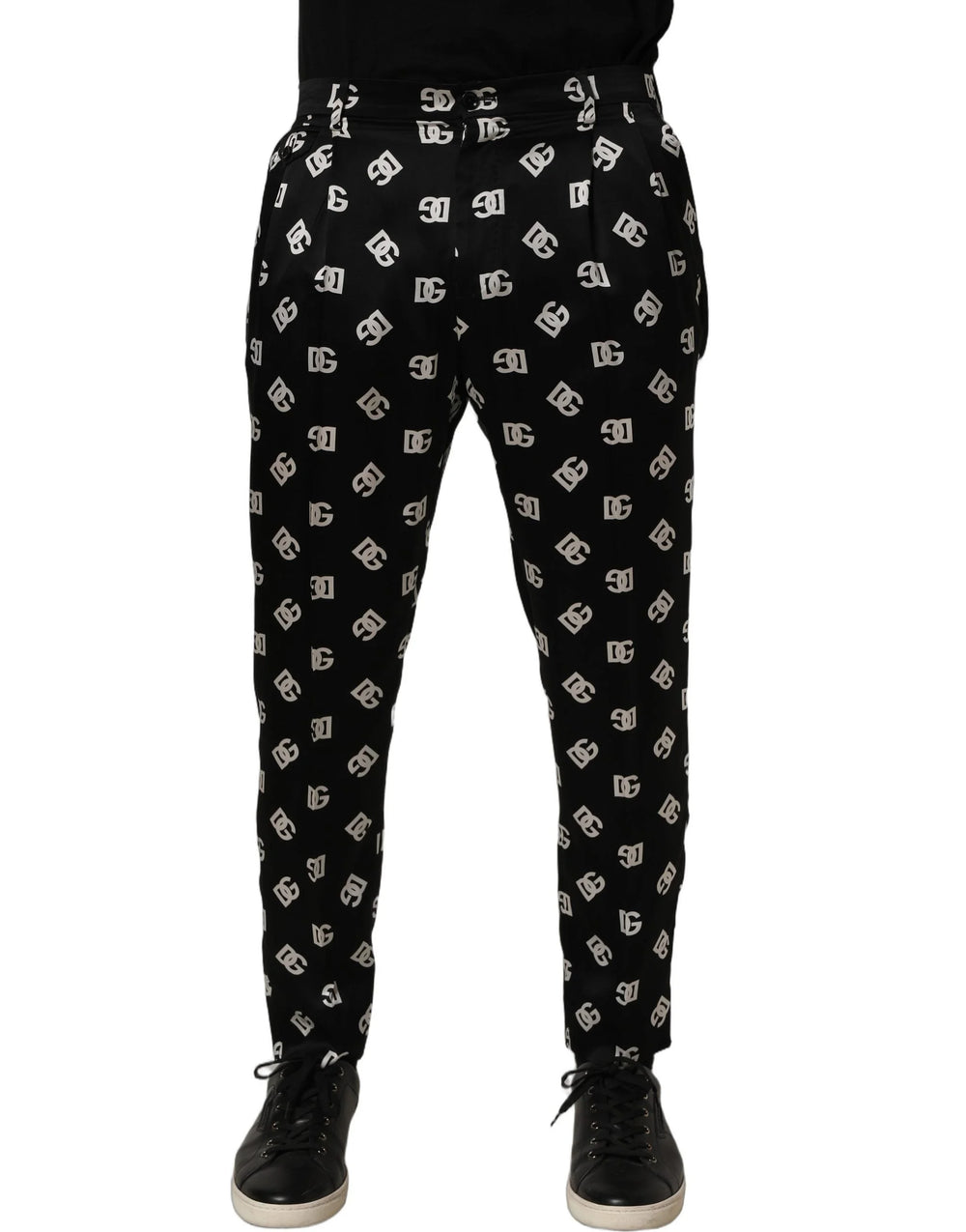 Dolce & Gabbana Black Silk Skinny Leg Dress Men Trouser Pants - IT48 | M