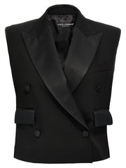 Dolce & Gabbana Black Silk Sleeveless Jacket - IT40