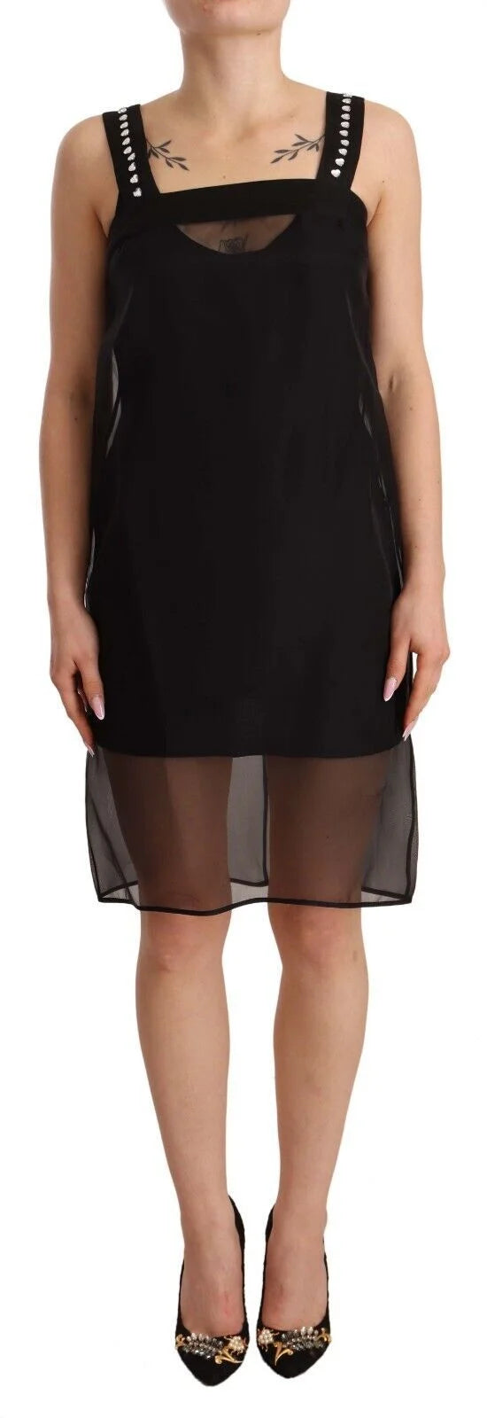 Dolce & Gabbana Black Silk Stretch Crystal Sheath Mini Dress - IT40|S - Dresses