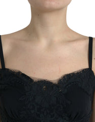 Dolce & Gabbana Black Silk Stretch Lace Sleeveless Tank Top - IT40|S - Tank Tops