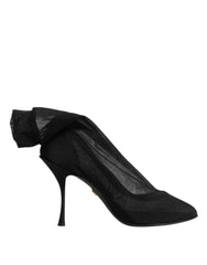 Dolce & Gabbana Black Silk Stretch Mesh Sock Boots Shoes - Boots