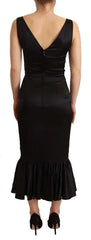 Dolce & Gabbana Black Silk Stretch Sheath Mermaid Midi Dress - IT40|S - Dresses