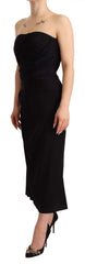 Dolce & Gabbana Black Silk Stretch Strapless Sheath Midi Dress - IT40|S - Dresses