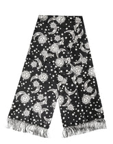 Dolce & Gabbana Black Silk Sun Moon Star Fringe Foulard 178cm X 33cm Scarf