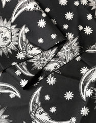 Dolce & Gabbana Black Silk Sun Moon Star Fringe Foulard 178cm X 33cm Scarf