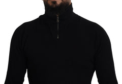 Dolce & Gabbana Black Silk Turtle Neck Pullover Sweater - IT54 | XL - Sweaters