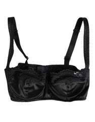 Dolce & Gabbana Black Silk Underwired Balconette Bra Underwear - IT3 | M
