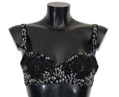 Dolce & Gabbana Black Silk White Lace Stretch Underwear Bra - IT2 | S - Bras