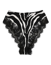 Dolce & Gabbana Black Silk Zebra Print Lace High Waist Underwear - IT2 | S - Thongs
