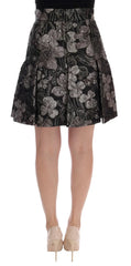 Dolce & Gabbana Black Silver Brocade Floral Skirt - IT36 | XS - Skirts