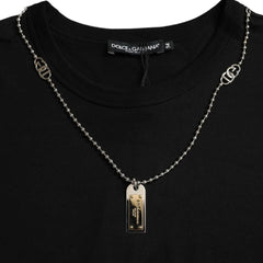 Dolce & Gabbana Black Silver Chain Short Sleeve T-shirt - T-Shirts