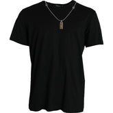 Dolce & Gabbana Black Silver Chain Short Sleeve T-shirt - T-Shirts