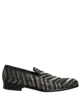 Dolce & Gabbana Black Silver Embellished Slip On Loafers Shoes - EU44/US11