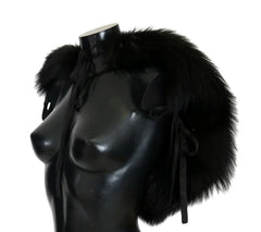 Dolce & Gabbana Black Silver Fox Fur Scarf - M - Scarves & Shawls