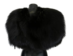 Dolce & Gabbana Black Silver Fox Fur Scarf - M - Scarves & Shawls