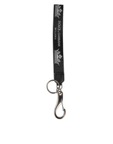 Dolce & Gabbana Black Silver Nylon DG Crown Men’s Holder Keychain Keyring - Keychains