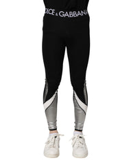 Dolce & Gabbana Black Silver Nylon Skinny Men Leggings Pants - IT44 | XS - Leggings