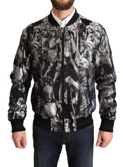 Dolce & Gabbana Black Silver Puppi Motive Bomber Jacket - IT50 | L - Bomber Jackets