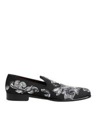 Dolce & Gabbana Black Silver Sequined Loafers Men Dress Shoes - EU44/US11 - Flats