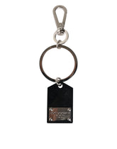 Dolce & Gabbana Black Sint Glass Plaque DG Logo Metal PlateKeychain Keyring - Keychains