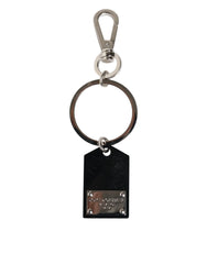 Dolce & Gabbana Black Sint Glass Plaque DG Logo Metal PlateKeychain Keyring - Keychains
