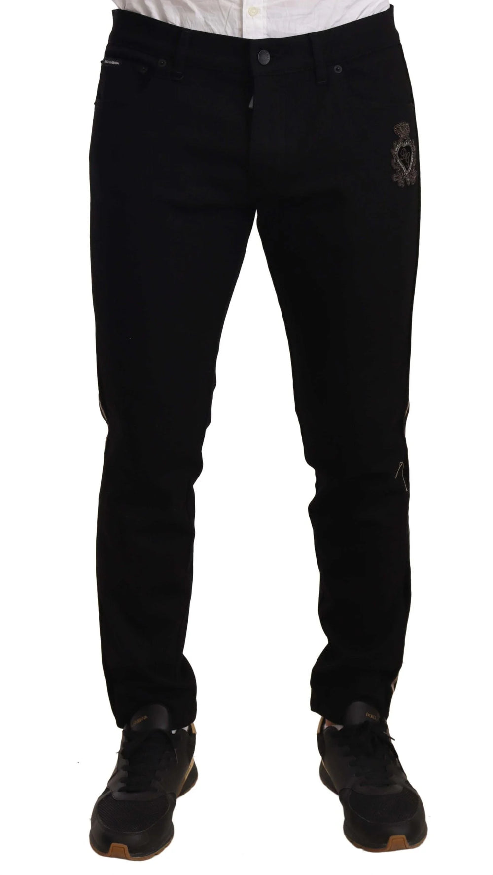 Dolce & Gabbana Black Skinny Fit Denim Side Band Jeans Pant - IT48 | M - Jeans