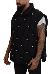 Dolce & Gabbana Black Sleeveless DG Metal Embellishment Jacket - Vests