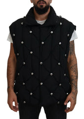 Dolce & Gabbana Black Sleeveless DG Metal Embellishment Jacket - Vests