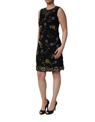 Dolce & Gabbana Black Sleeveless Floral Bead Embellishments Dress - IT38 | XS