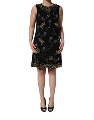 Dolce & Gabbana Black Sleeveless Floral Bead Embellishments Dress - IT38 | XS