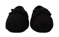 Dolce & Gabbana Black Slip On Ballerina Flats Wool Knit Shoes - EU41/US10.5 - Flats