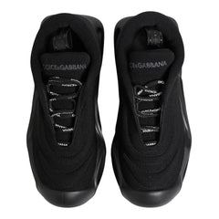 Dolce & Gabbana Čierne šmýkľové tenisky s vlnou Wave