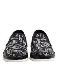 Dolce & Gabbana Black Slip On Printed Men Loafers Shoes - EU42.5/US9.5 - Flats