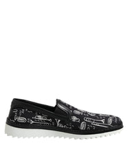 Dolce & Gabbana Black Slip On Printed Men Loafers Shoes - EU42.5/US9.5 - Flats