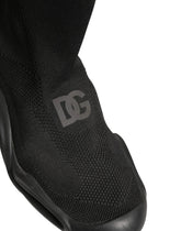 Dolce & Gabbana Black Slip On Wave Socks Men Sneakers Shoes - EU44/US11