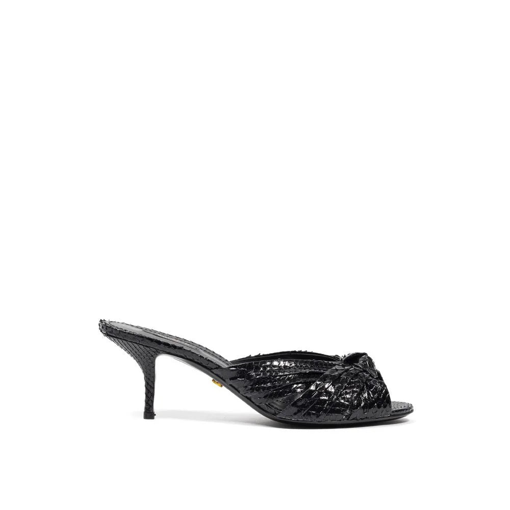 Dolce & Gabbana Black Snake Skin Sandal - EU37.5/US7.5 - Sandals