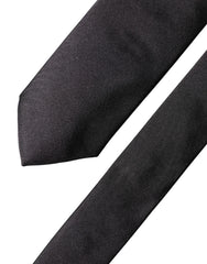 Dolce & Gabbana Black Solid 100% Silk Adjustable Men Tied Necktie Tie