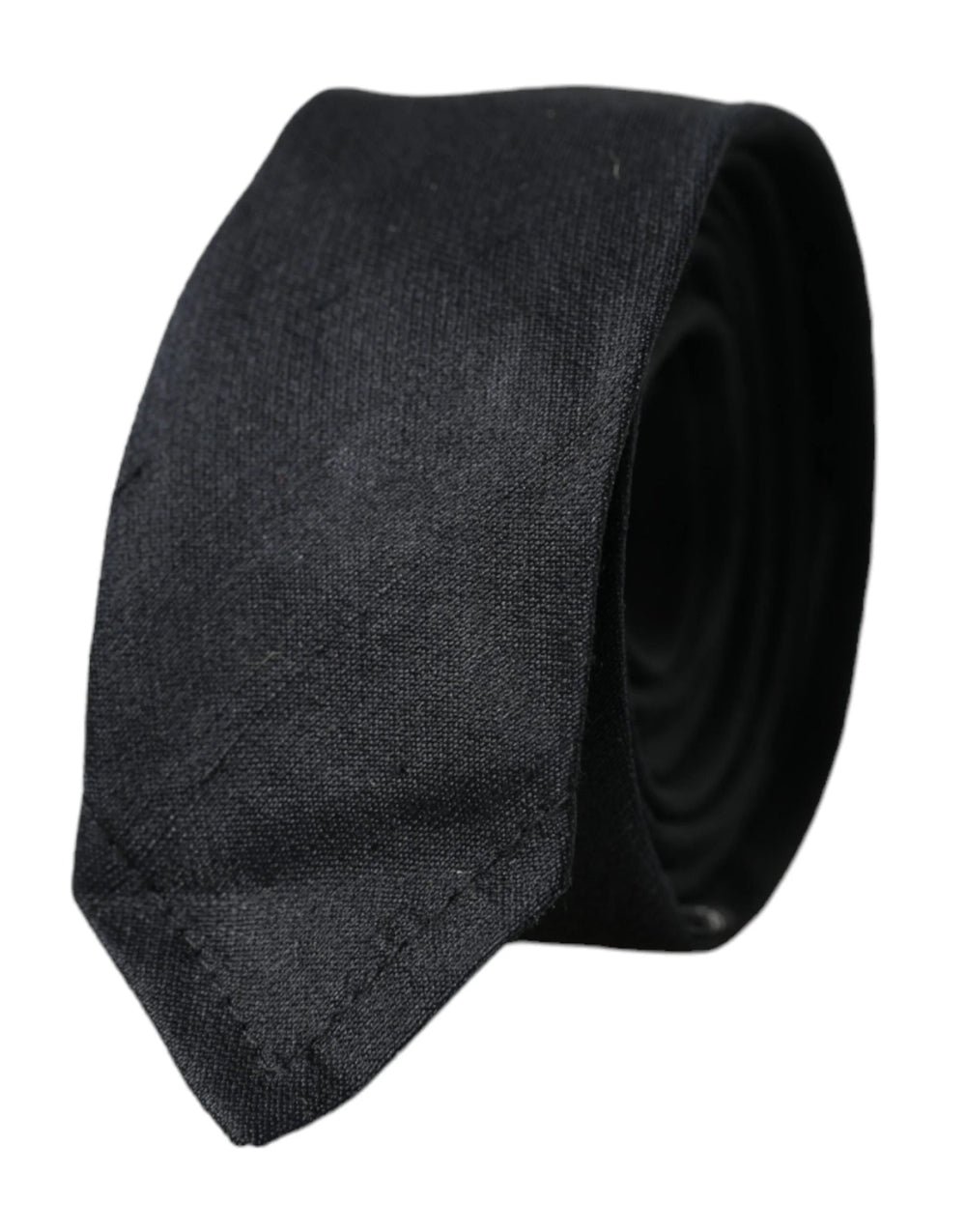 Dolce & Gabbana Black Solid 100% Silk Adjustable Tie - Neckties