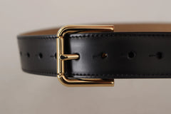 Dolce & Gabbana Black Solid Leather Classic Gold Waist Buckle Belt - 60 cm / 24 Inches - Belts