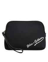 Dolce & Gabbana Black Solid Nylon DG LogoPrint Clutch Zip Borse Pouch Bag - Clutch Bags