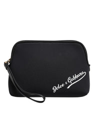 Dolce & Gabbana Black Solid Nylon DG LogoPrint Clutch Zip Borse Pouch Bag - Clutch Bags