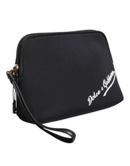 Dolce & Gabbana Black Solid Nylon DG LogoPrint Clutch Zip Borse Pouch Bag - Clutch Bags
