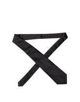 Dolce & Gabbana Black Solid Satin Silk Adjustable Women Necktie Tie